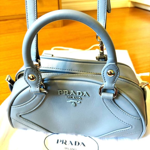 NEW Prada Light Blue Bowling Bag - Picture 3 of 9